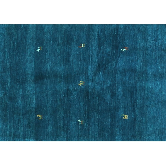 Ahgly Company Indoor Rectangle Abstract Light Blue Contemporary Area Rugs, 2' x 5'