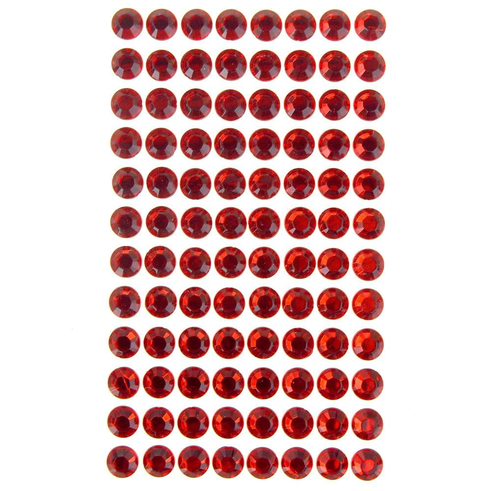 Round Adhesive Diamond Gem Stickers, Red, 10mm