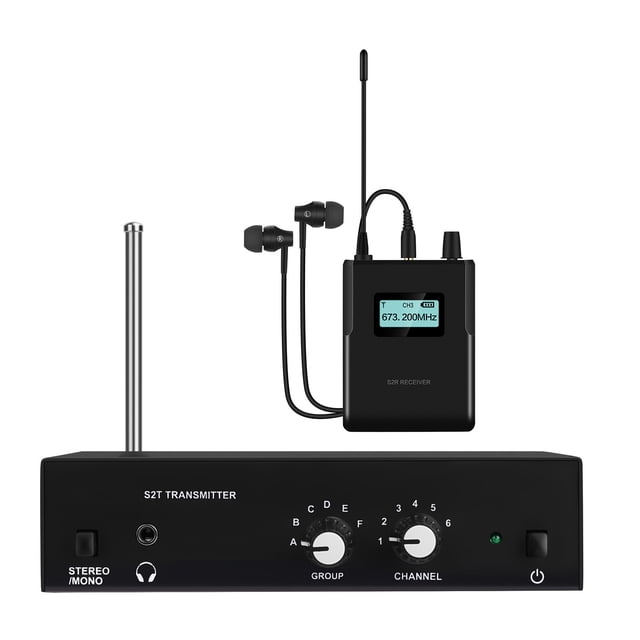 De Monitor Inalámbrico Sonido Premium Puerto de 35 Mm Pantalla LCD Receptor Transmisor de Monitor de Oído Estéreo Estable para Transmisión en Vivo de 526 MHz a