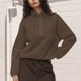 thumbnail image 2 of Enjoytime Women's Half Zip Sweatshirts Solid Color Long Sleeve Pullover Tops 2025 Mock Neck Fall Workout Blouses, 2 of 6