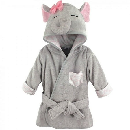 UPC: 0660168570908 | Hudson Baby Infant Girl Cotton Animal Face Bathrobe Pretty Elephant 0-9 Months