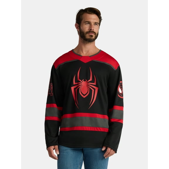 Marvel Spider-Man Men's and Big Men's Miles Morales Hockey Jersey, Sizes XS-3XL