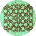 thumbnail image 1 of Ahgly Company Indoor Round Abstract Turquoise Blue Modern Area Rugs, 5' Round, 1 of 4