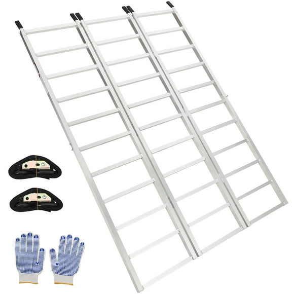 Kojooin Snowmobile Loading Ramp, Aluminum Tri-Fold Ramp with 1800 lb Capacity and Ski Guides for ATV, UTV or Motorcycle