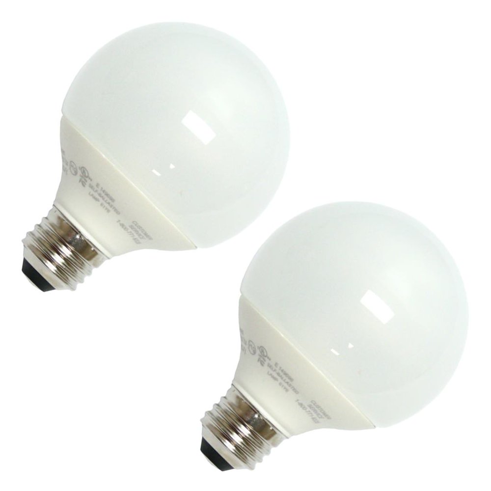 TCP 06299 8060092 2PK Globe Screw Base Compact Fluorescent Light Bulb
