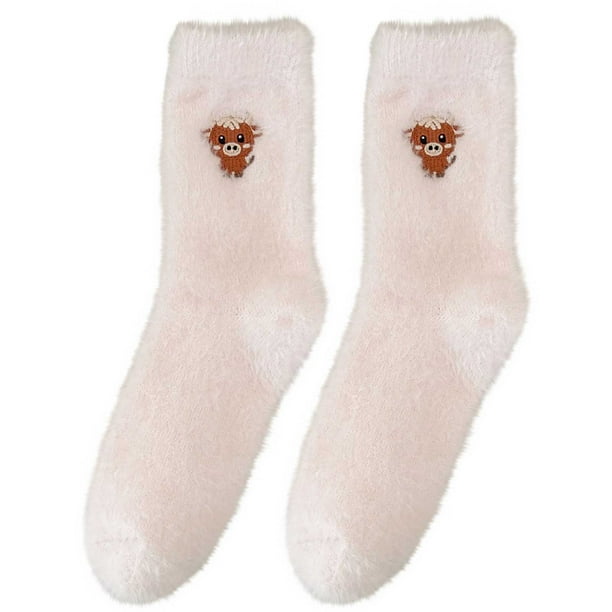 Calcetines gruesos y cálidos de invierno para mujer, con forro polar, hasta la pantorrilla, bonitos y gruesos, para dormir.