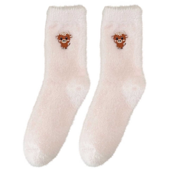 Calcetines gruesos y cálidos de invierno para mujer, con forro polar, hasta la pantorrilla, bonitos y gruesos, para dormir.