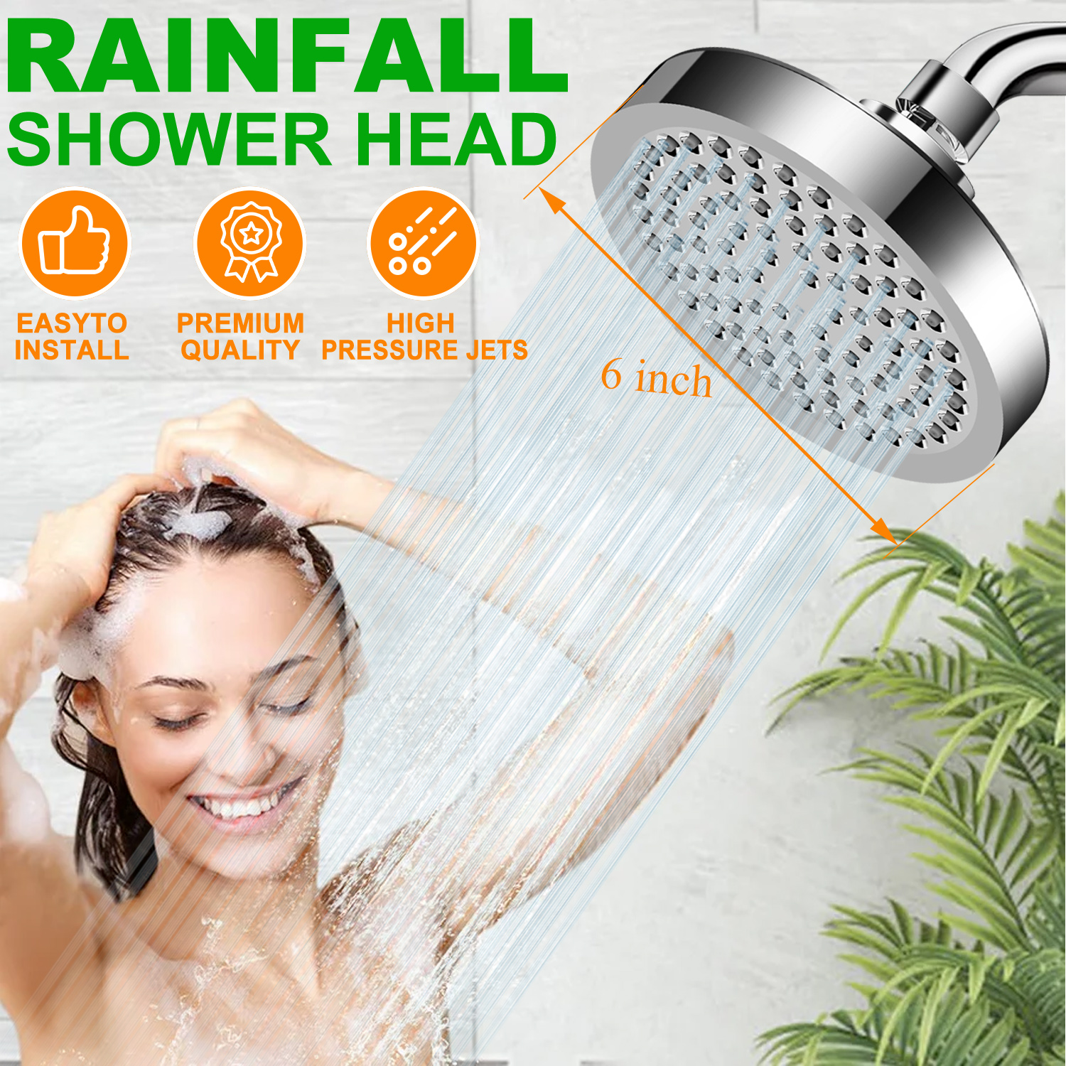 NIUTA 6 Inch High Pressure Rain Showerhead Chrome photo 4