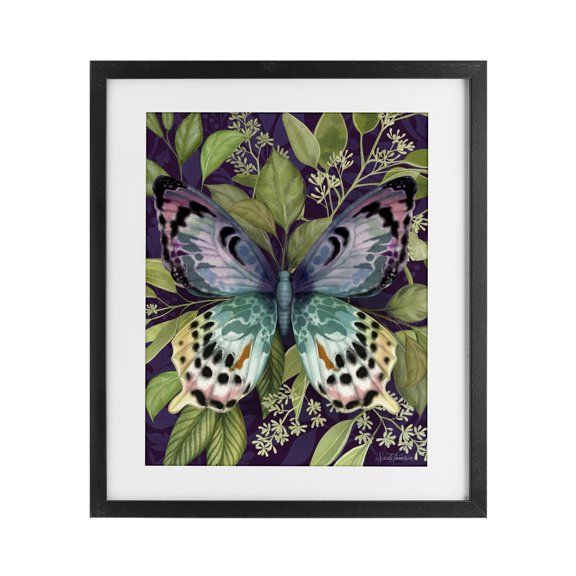 Stupell Industries Eclectic Midnight Garden Butterfly Black Framed Print Under Glass, 17 x 21, by Nicole Tamarin