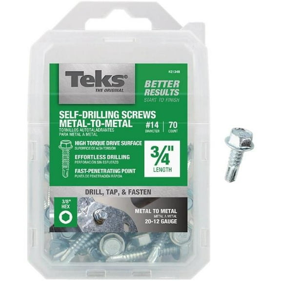 ITW Brands 151540 14 x 0.75 in. Hex Washer Head Drill Point Metal-to-Metal Screws - 70 Count