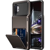 Case for Galaxy Note 10 Case Wallet 4-Slot Pocket ID Card Holder Scratch Resistant Dual Layer Protective Bumper Rubber Armor Hard Shell Cover for Samsung Galaxy Note 10 Plus Gun Metal