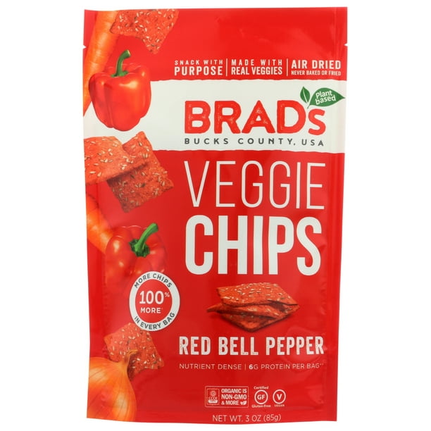 (12 Pack) Brad�S PlantBased Red Bell Pepper Chips, 3 Oz