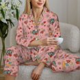 thumbnail image 6 of Gukieu Retro 70s 60s Hippie Flower Print Women's Long Sleeve Pajama Set, Button Top Elastic Pocket Pajama Pants Two Piece Set Home Wear-XX-Large, 6 of 7