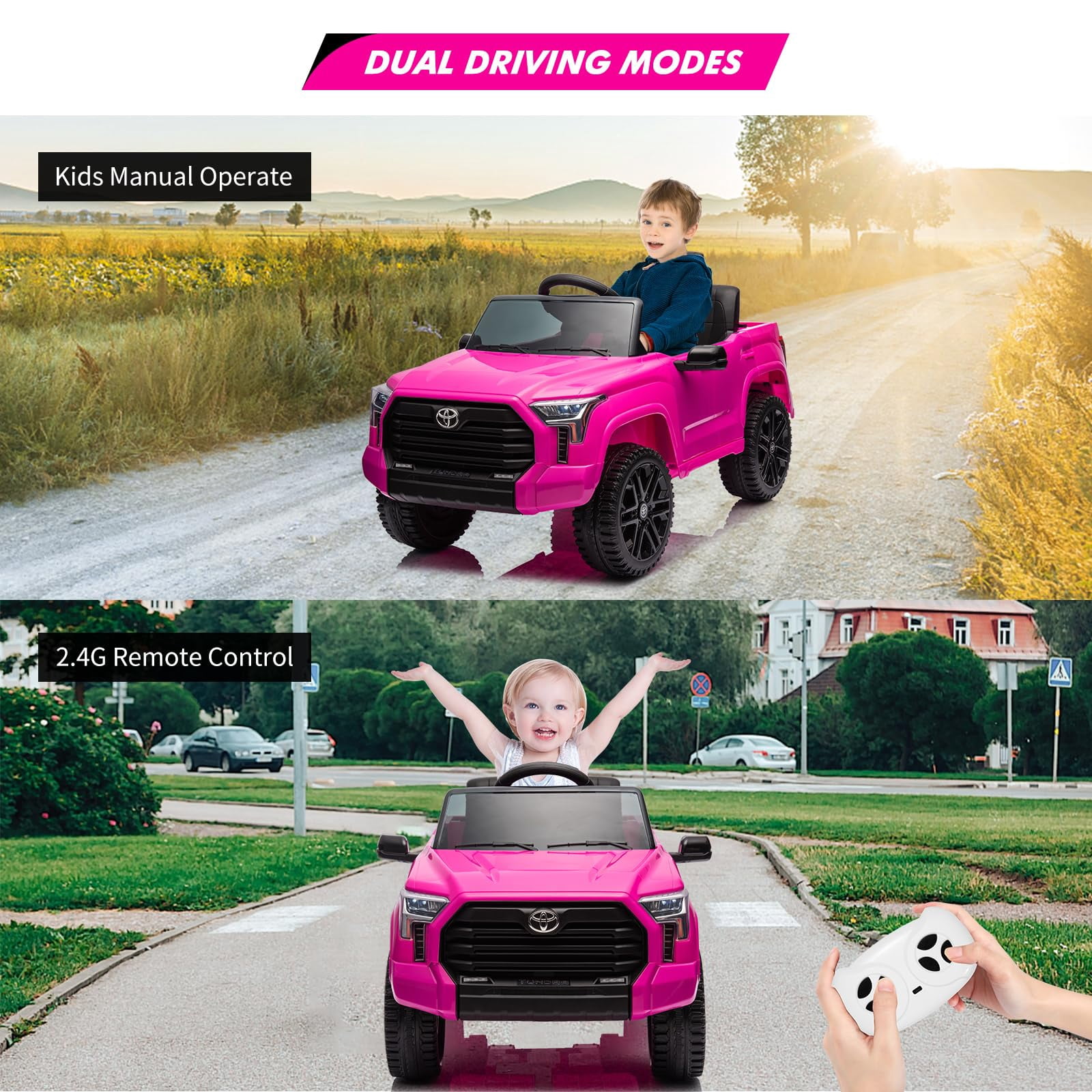 Electric Car for Kids, Licensed Toyota Tundra 12V Electric Truck, Off-Road Kids Car w/Remote, Spring Suspension & 3 Speeds, LED Headlights