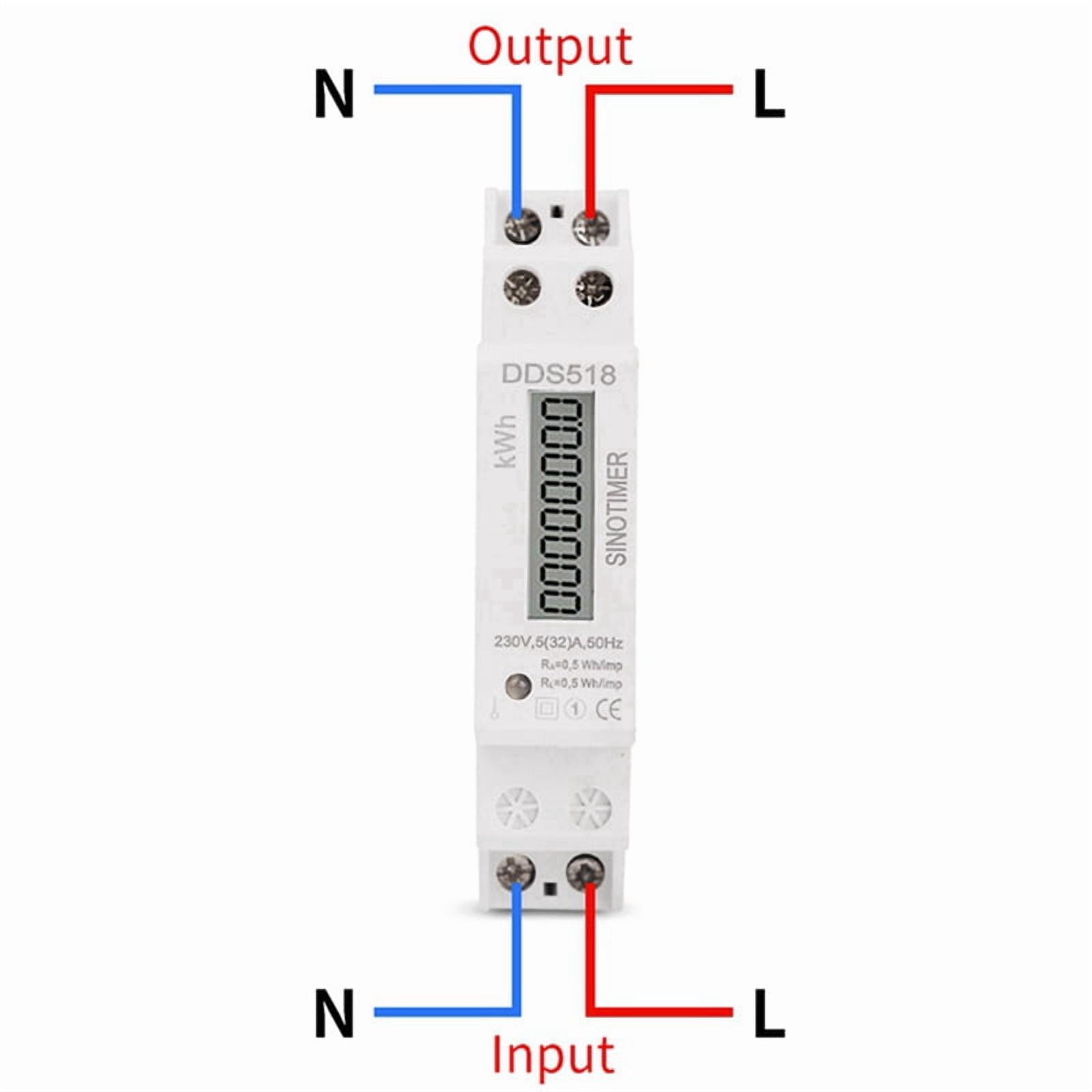 4X Single Phase Din Rail LCD Digital Display Electricity Power Consumption  Watt Meter Wattmeter KWh 5-32A