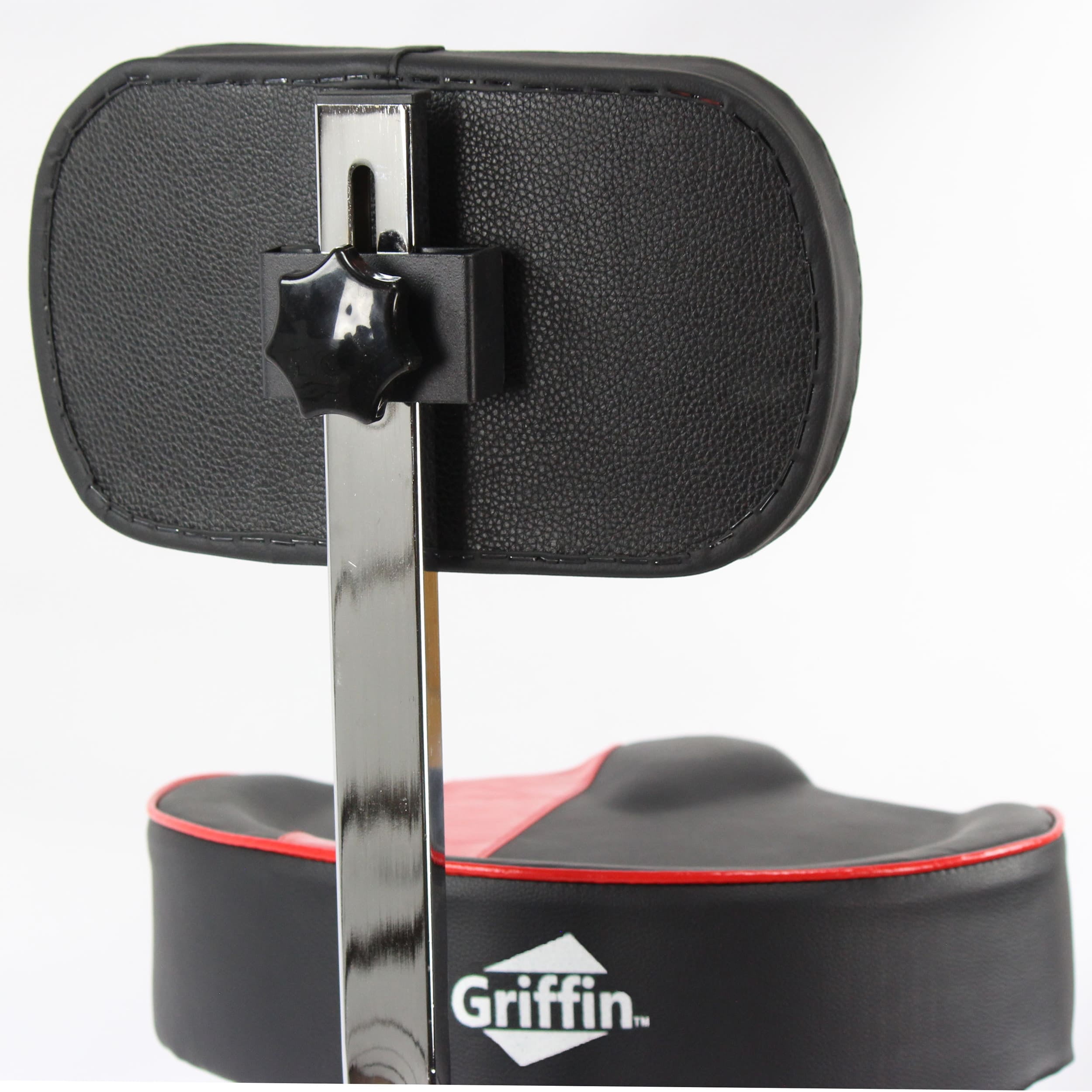 Griffin Drum Throne with Backrest Support Saddle Style Padded Leather Drummer Motorcycle Biker Seat Swivel Adjustable Height Music Drum Chair Musicians Guitar Stool Percussion Tractor Top