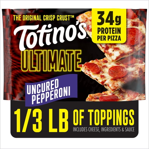 Totino's Ultimate Pizza, Uncured Pepperoni, Thin Crust, 34g Protein, 11.64 oz (Frozen)