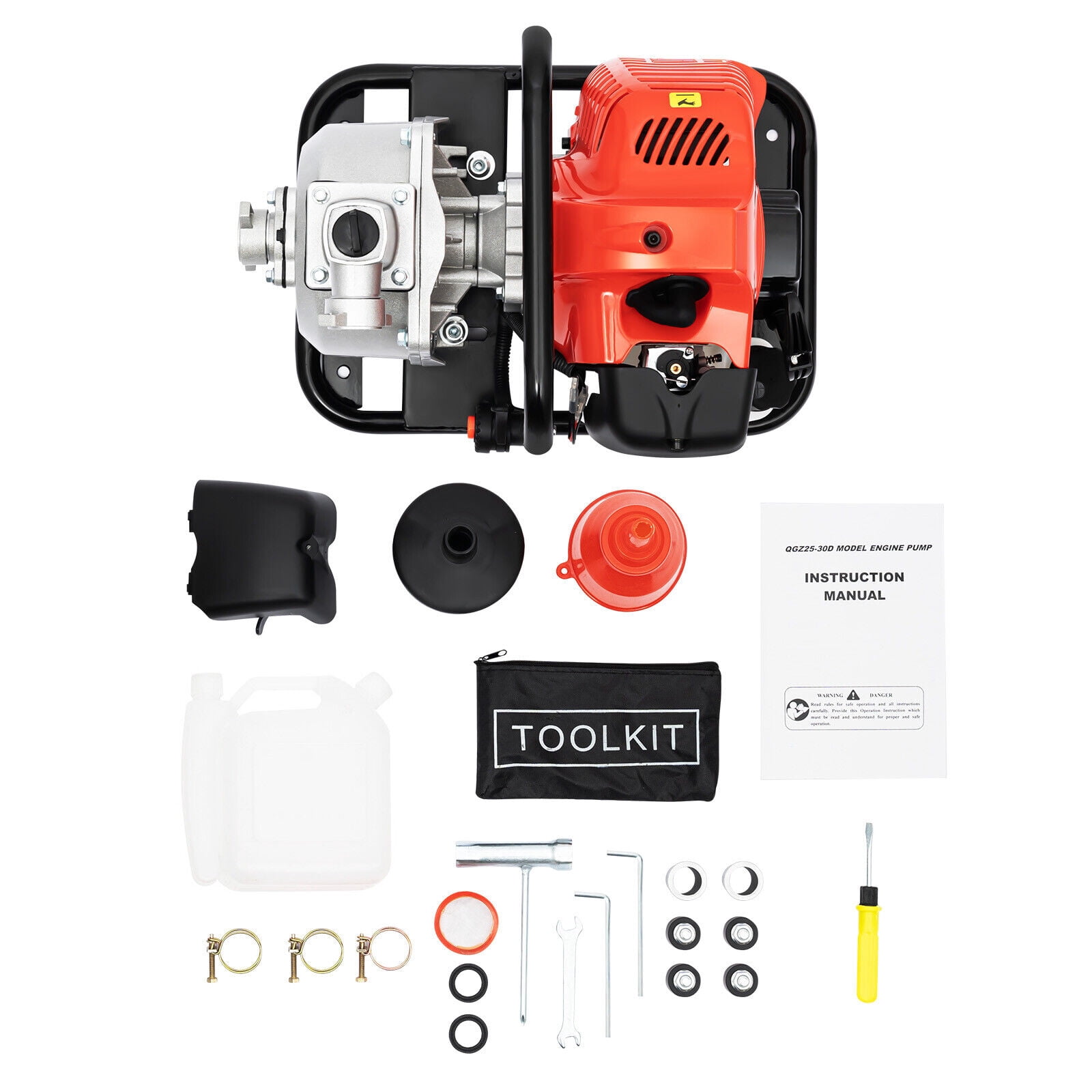 1"In Gasoline Water Pump 1.7 HP 2 Stroke Engine Gas-Powered Semi-Trash Water Transfer Pump
