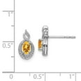 thumbnail image 2 of 925 Sterling Silver Polished Post Citrine and Diamond Earrings 13x7mm Wide Stud Earring for Women, 2 of 2
