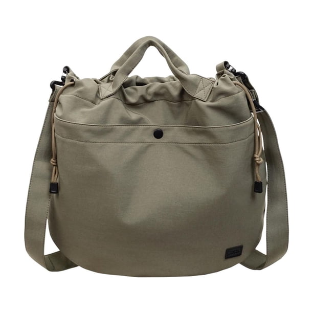 Bolso tote de nailon con cierre de cordón, bolso bandolera informal, bolso ligero para viajes y trabajo, bolso de mano de estilo japonés para uso diario.