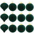 thumbnail image 3 of Miluhome Green Christmas Balls Set 12pcs Xmas Flocking Tree Ball Ornaments set Luxury Shatterproof Hanging Decorations 2.36'', 3 of 6