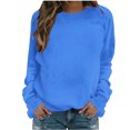 thumbnail image 3 of Jacenvly Hauts pour Femmes Liquidation Hauts à Col Rond Couleur Unie Mode Décontractée Manches Raglan à Capuche Manches Longues Chandail en Molleton Hauts pour Femmes Grande Taille, 3 of 6
