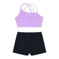 thumbnail image 4 of Alvivi Girls Sports Outfit Crop Tank Top with Shorts Set Tracksuit 2Pcs Gymnastic Dancewear Sportswear Swimwear Lavender&Black 10, 4 of 7
