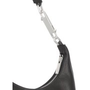 Rick Owens Women's Minimalist Black Leather Bag With Silver Carabiner And Internal Pocket Grey