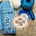 thumbnail image 6 of WRISTBIQUE Wooden Embroidery Floss Holder with Hollow Pattern, Thread Winding Plate for Sewing and Craft Storage, 6 of 8