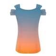 thumbnail image 5 of cfhntfmh Tops for Women Trendy Cold Shoulder V Neck Short Sleeve Fashion Print Shirts Casual Summer Workout Tunic Tops, 5 of 5