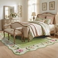 thumbnail image 5 of Kzaei 8'x10' Floral Scalloped Area Rug for Living Room, Washable Soft Rug with Non-Slip Backing, Large Floral Vintage Distress Print Pattern Carpet, Green, 5 of 7