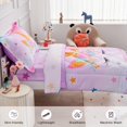 thumbnail image 6 of Unicorn Toddler Bedding Set for Girls, Pink Rainbow Floral Toddler Comforter Set Stars Kids Bed in A Bag with Comforter, Flat Sheet, Fitted Sheet and Pillowcase, Pink, 6 of 9