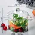 thumbnail image 1 of Pot de Cuisine en Verre Borosilicate Haute, Poignée à Double Oreille, Pot de Cuisson Multifonctionnel, Ustensiles de Cuisine, Pot à Ragoût en Verre Transparent, 1 of 5