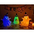thumbnail image 1 of Décor d'Halloween Intérieur – 3 Pcs Décor Fantôme en Céramique, Figurine Fantôme Lumineuse Mignonne pour Décorations d'Halloween à la Maison, Statue Effrayante avec Visage de Fantôme pour Table Ou Étagère, 1 of 6