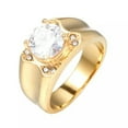 thumbnail image 2 of 8*8mm Silver/Gold Color AAA Cz Band Mens Stainless Steel Polished Ring Size 7-12, 2 of 5