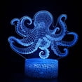 thumbnail image 1 of Luz LED nocturna Octopus 3D que cambia de color para niños con base, 1 of 1