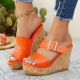 thumbnail image 2 of Dakaela Platform Wedge Sandals for Women Cutout Buckles 3.93 Inch High Heels Comfortable Non Slip Summer Walking Slides Shoes Size 6, 2 of 8