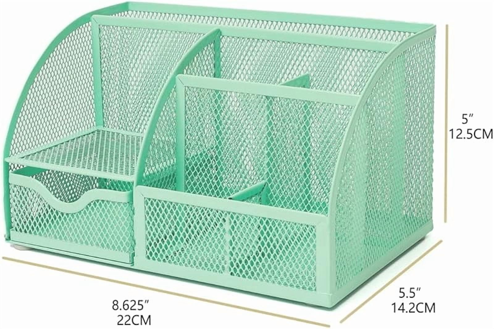 Mesh Desk Organizer Office with 7 Compartments + Drawer/Desk Tidy Candy/Pen Holder/Multifunctional Organizer