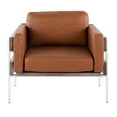 thumbnail image 4 of LumiSource White Metal, Grey Wood, Camel PU Kari Accent Chair, 4 of 7