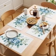 thumbnail image 5 of Teal Spring Floral Placemats Set of 8 Watercolor Summer Flowers Place Mats Indoor Wipeable Table Mats Washable Cloth Dining Table Placemats for Kitchen Holiday Party Home Decor 13x19 Inch, 5 of 9
