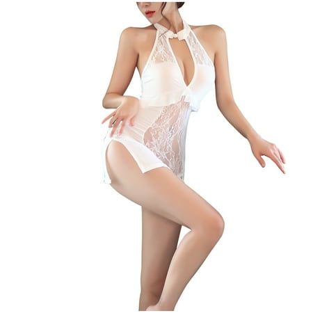 

QIPOPIQ Lingerie Deals Ladies Cool Girl Lingerie High Elasticity Ice Silk Sling Nightdress Pajamas Thong Suit