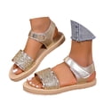 thumbnail image 3 of Wovix Women's Sandals Bling Rhinestone Dressy Platform Ankle Buckle Sandals Indoor Outdoor Shoes Gold 35, 3 of 9