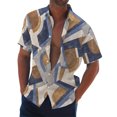 thumbnail image 1 of Men's Summer New Loose Print Short Sleeve Shirt Cardigan Beach Shirt M, 1 of 5