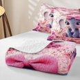 thumbnail image 4 of Erosebridal Cute Elephant Animal Bed Spread Queen, Blossoms Flower Queen Coverlet Set, 3-Piece, 4 of 7
