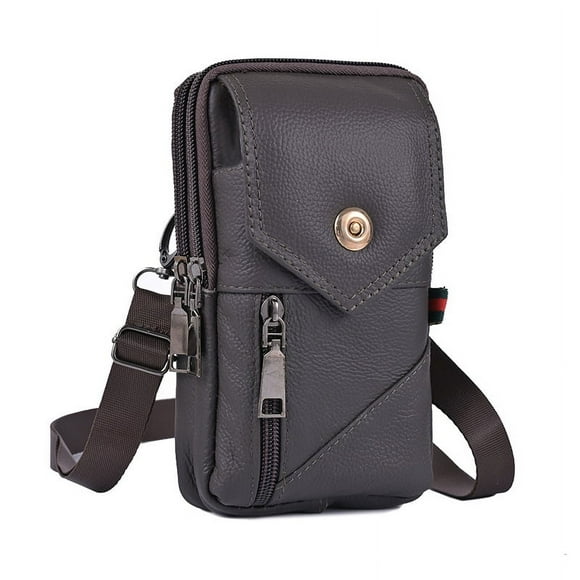 Bolso de hombro para teléfono ligero de cuero genuino retro, bolso de cintura para hombre, bolso de hombro vertical de piel de vaca, bolso de mochila pequeña
