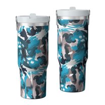 Camouflage 30oz Handheld Travel Tumbler with Handle – Double Wall Stainless Steel Insulated Cup, Flip Straw Lid, Leak-Proof & BPA-Free for Hot and Cold Drinks – Durable Coffee & Juice Mug White