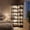 Black, variant on 7 Tier Corner Bookshelf with LED Lights, 78.7” High Corner Shelf Storage for Living Room, Study Room, Metal Frame Extra Large Capacity, White