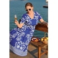 thumbnail image 6 of CASSIE LIZ Womens Plus Size Dresses 5X V Neck Floral Print Blue Maxi Dress with Elastic Waist Curvy Silhouette with Pockets Summer and Spring Short Sleeve Romantic Boho Dress5XL 26W 28W, 6 of 12
