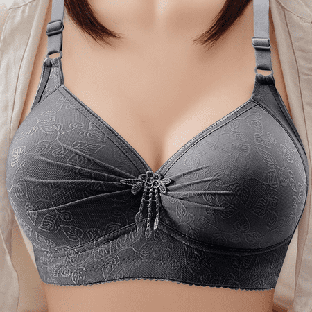 Fulorrnie Bras for Women Plus Size No Underwire Supportive Comfort Front Closure Plunge T Shirt Soft Cup Bra Grey 36