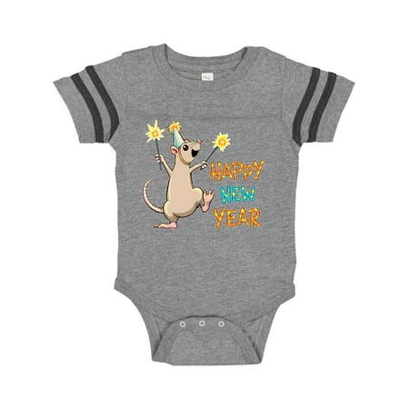 

Inktastic Happy New Year Rat with Sparklers in Party Hat Gift Baby Boy or Baby Girl Bodysuit